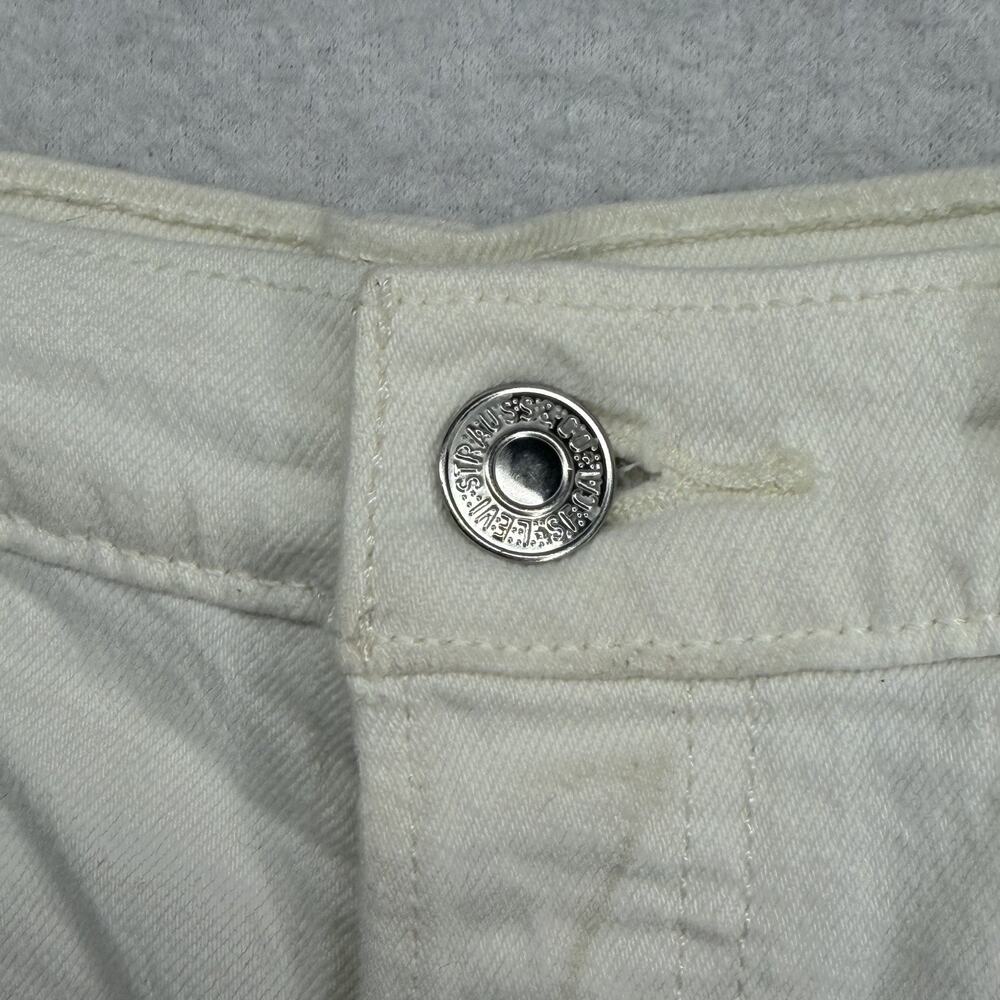 LEVIS Shorts Womens 28 501 Cut Off 3" Frayed Button Fly Denim Cotton White - Picture 5 of 14
